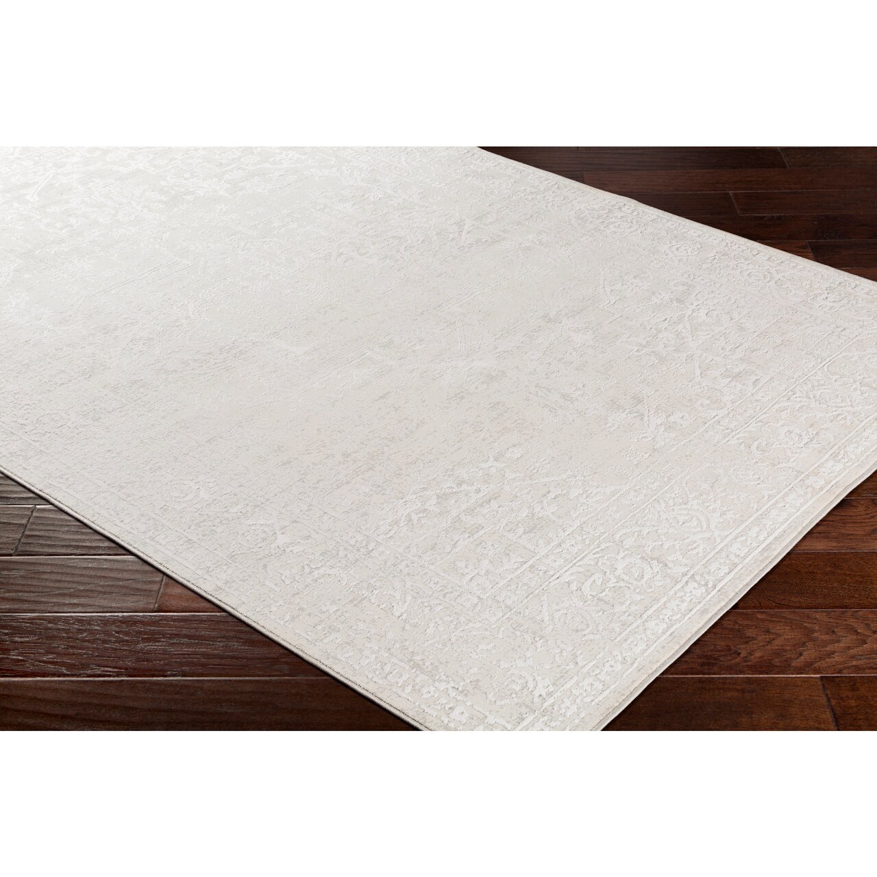 Tiwari Home 2.5' x 7.5' Gray and White Distressed Rectangular Area Throw Rug Runner